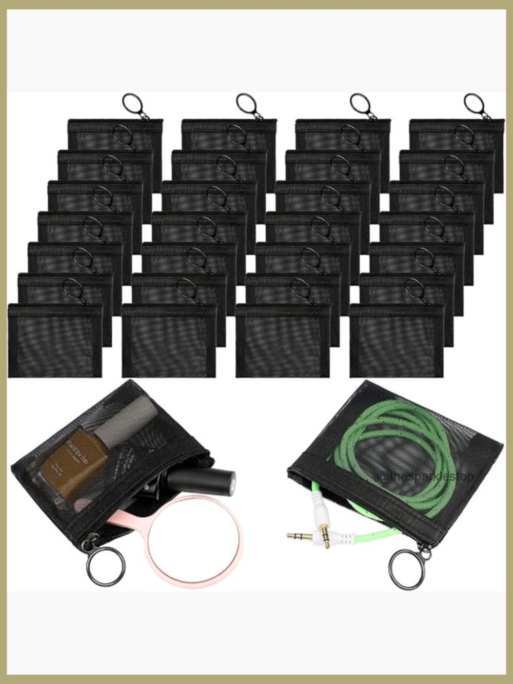 30 Pack Mini Mesh Zipper Pouches Nylon Travel Storage Bags Makeup Cosmetic